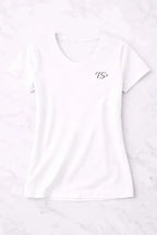 T-shirt bio femme TS+ vinyle blanc vue à plat 