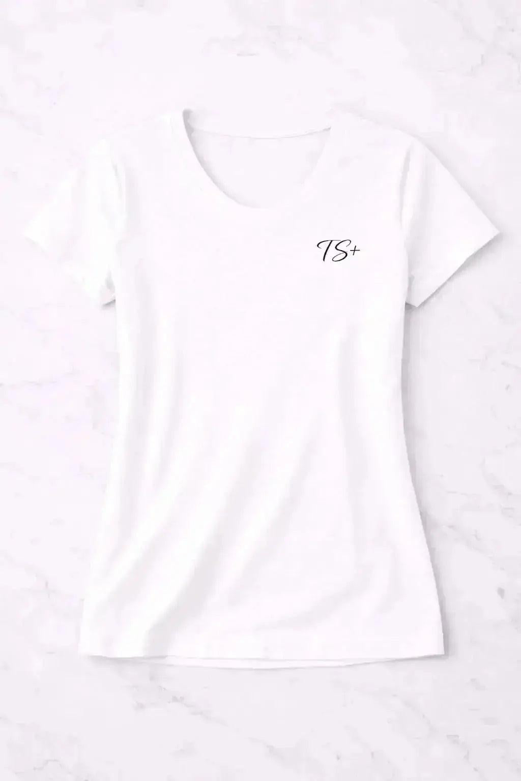 T-shirt bio femme TS+ vinyle blanc vue à plat 