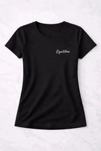 T-shirt bio femme Équilibre vinyle blanc vue à plat 