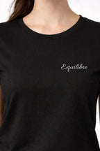 T-shirt bio femme équilibre vinyle blanc zoom