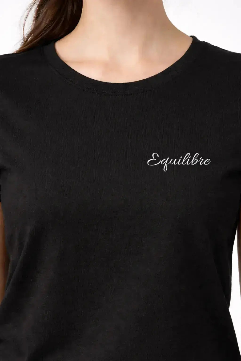 T-shirt bio femme équilibre vinyle blanc zoom