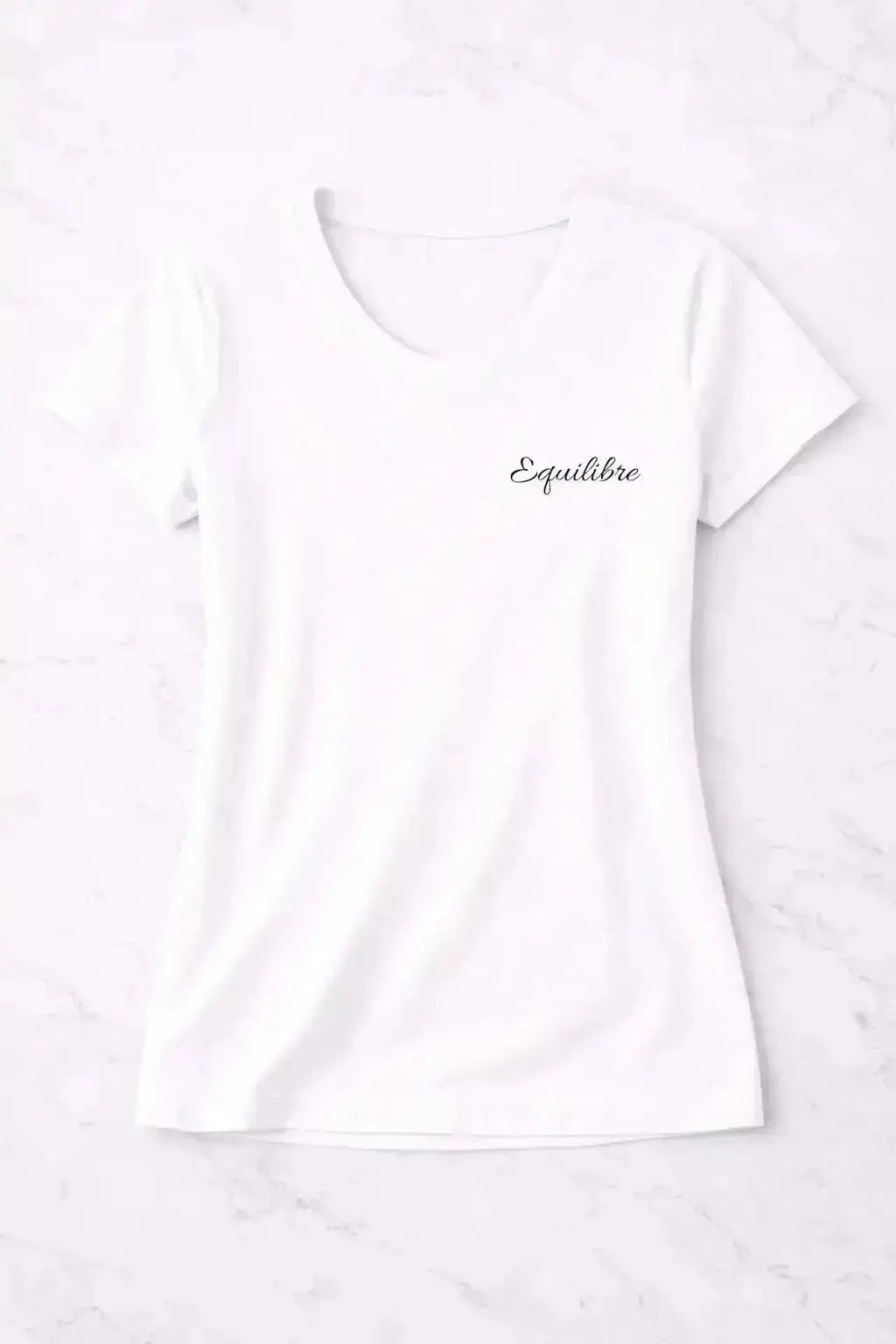 T-shirt bio femme Équilibre vinyle noir vue à plat 