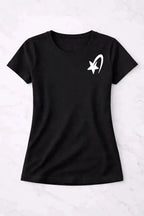 T-shirt bio femme Étoile vinyle blanc vue à plat 