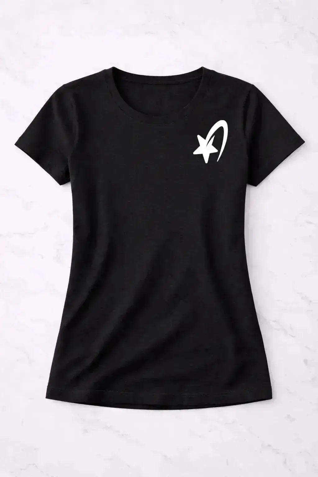 T-shirt bio femme Étoile vinyle blanc vue à plat 