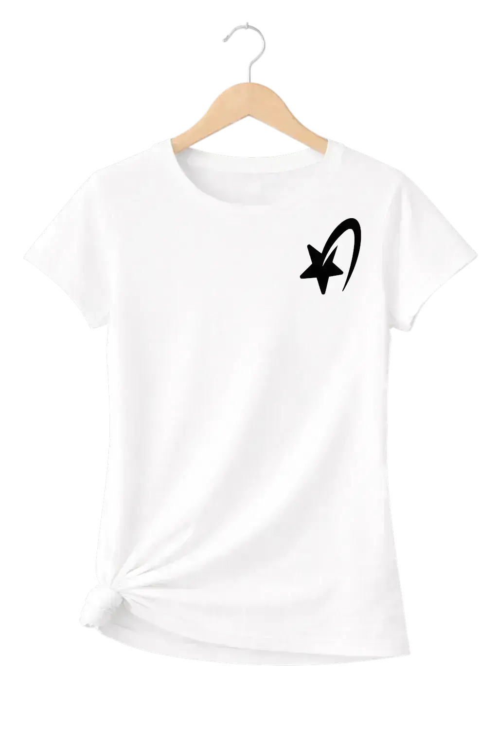 T-shirt bio femme Étoile vinyle noir vue à plat 