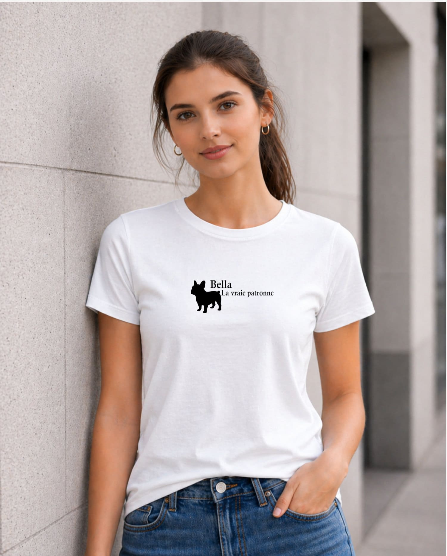 T-shirt bio femme "la vraie patronne" blanc