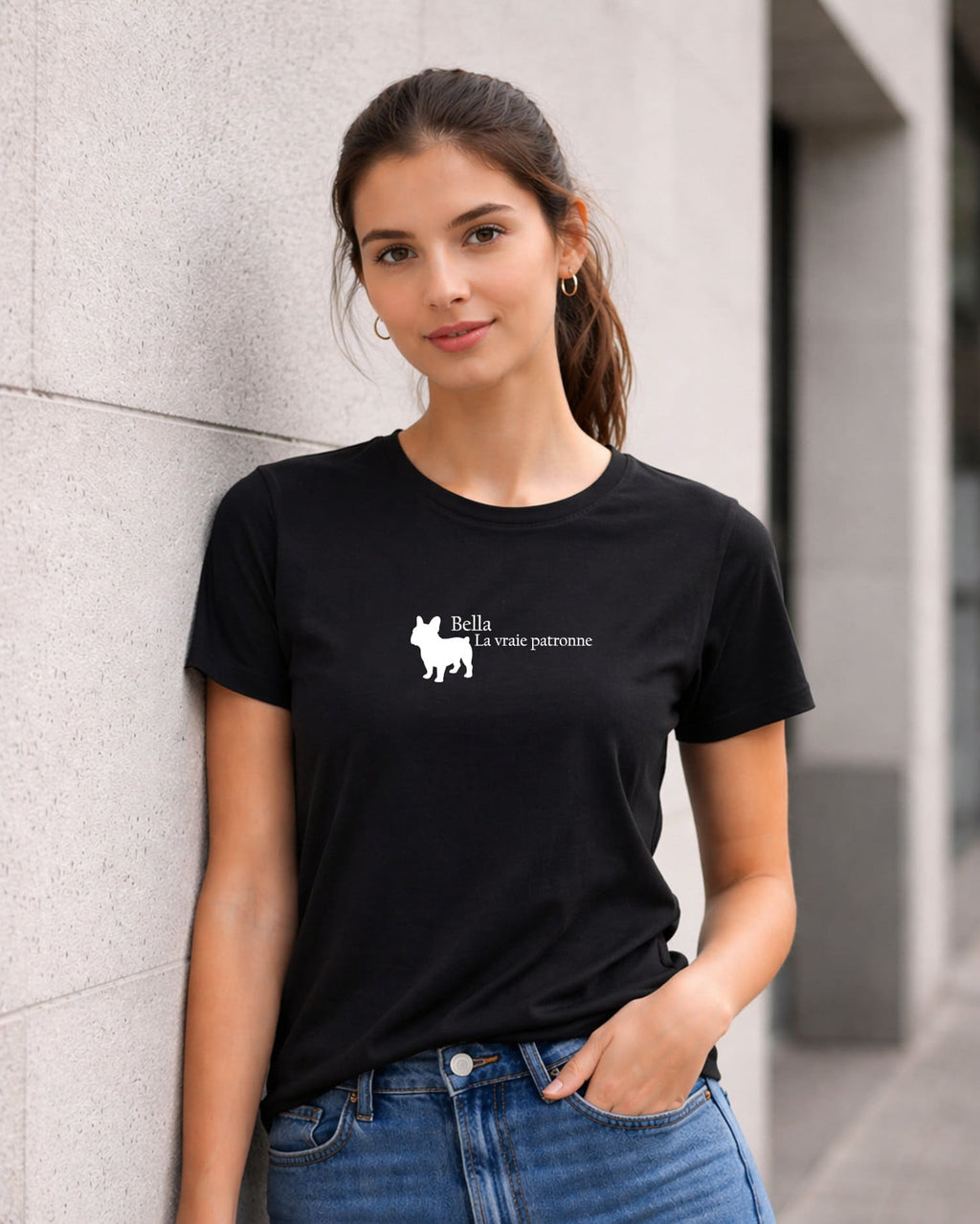 t-shirt bio femme "la vraie patronne" noir