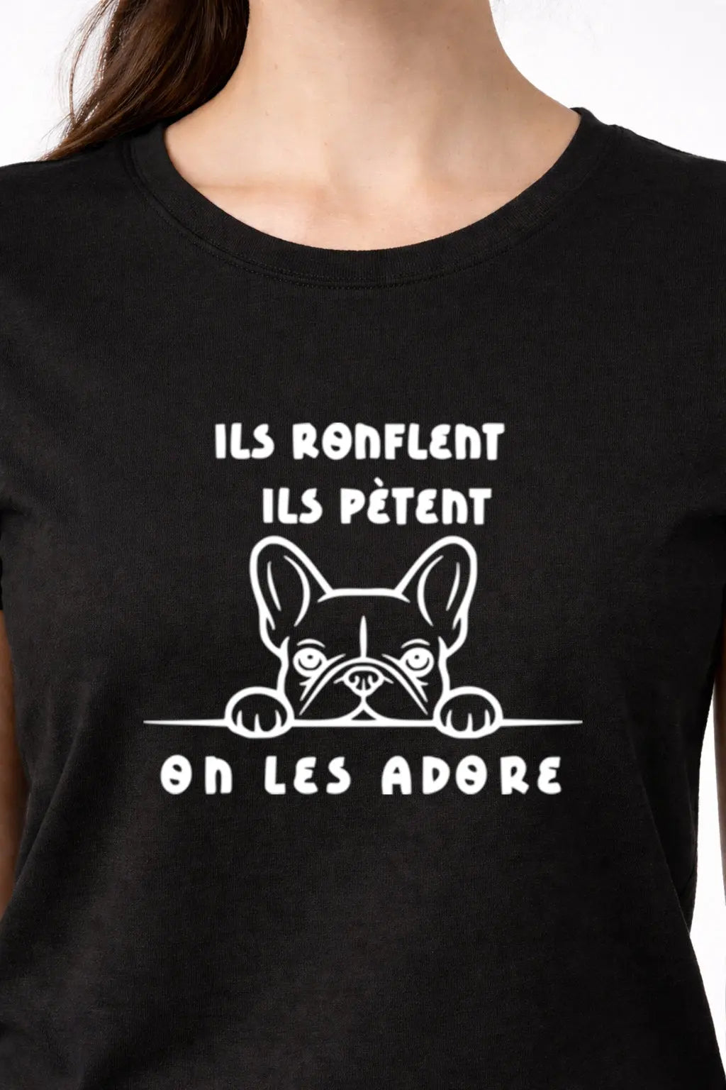 t-shirt bio femme on les adore détail blanc zoom