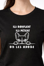 t-shirt bio femme on les adore détail blanc zoom
