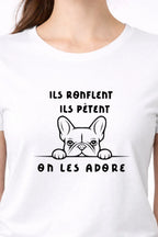 t-shirt bio femme on les adore détail noir zoom