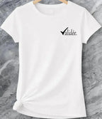 T-shirt bio femme Validée vinyle noir vue à plat 