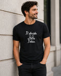 T-shirt bio homme bouledogue français "Il décide. J'obéis." noir