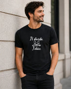 T-shirt bio homme bouledogue français "Il décide. J'obéis." noir