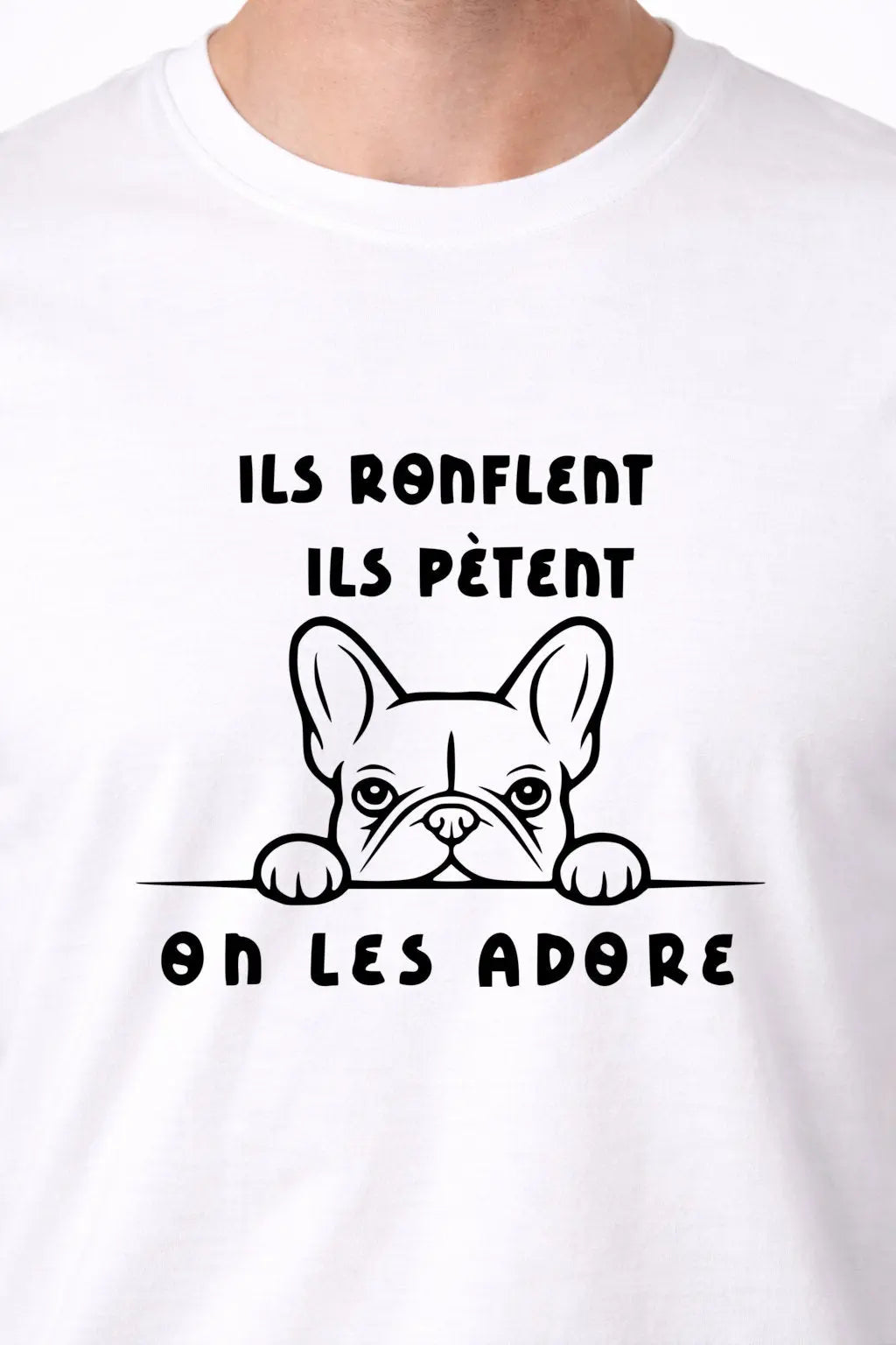 T-shirt bio homme on les adore détail noir zoom