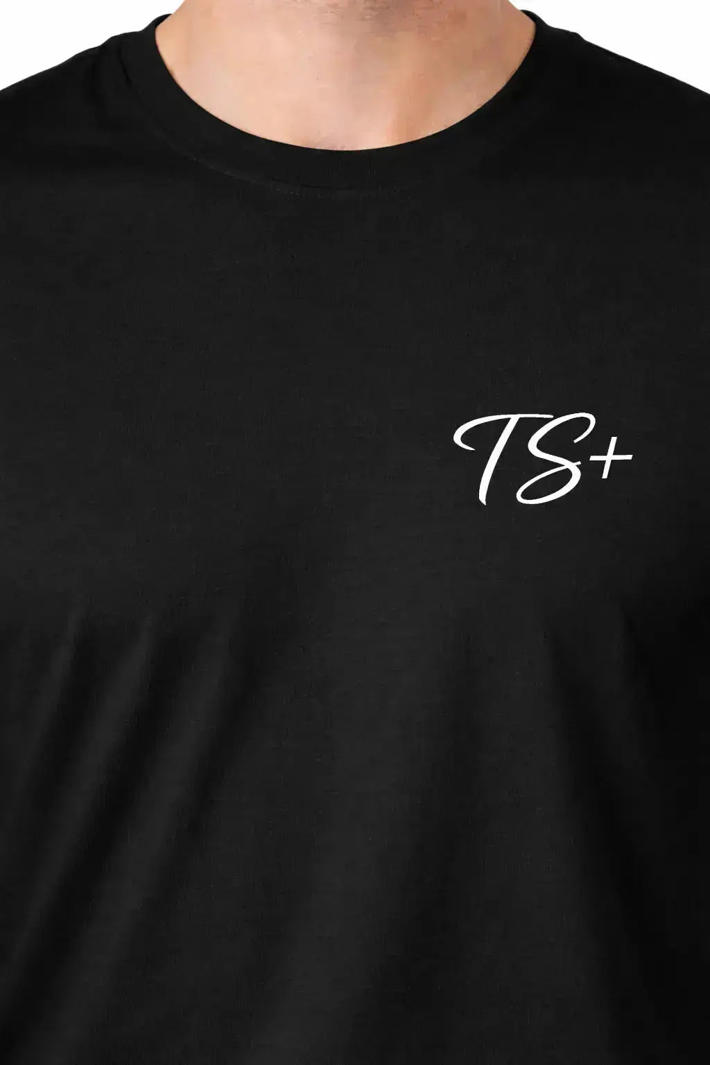 T-shirt bio homme logo TS+ détail blanc vue rapprochée T Shirts et plus