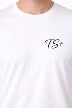 T-shirt bio homme logo TS+ détail noir vue rapprochée T Shirts et plus