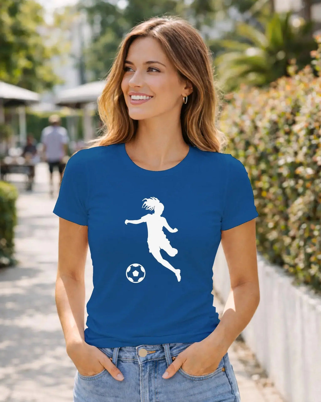 T-shirt graphique femme football bleu royal