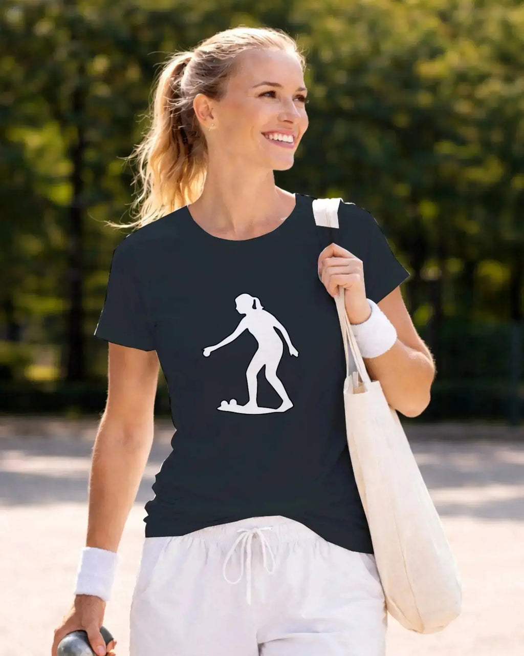 T-shirt graphique femme pétanque flow bleu marine 