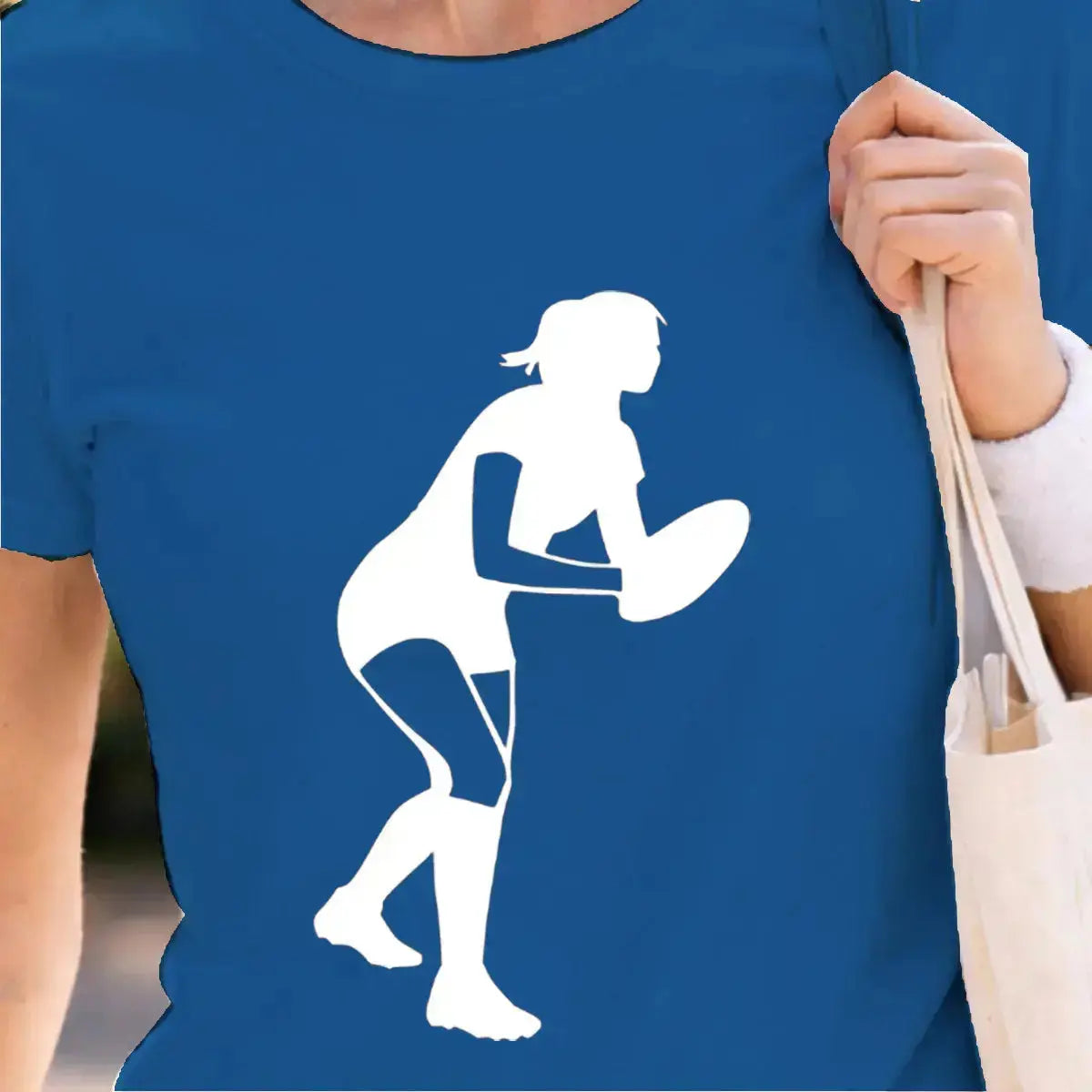 T-shirt graphique femme rugby impact détail blanc vue rapprochée T Shirts et plus