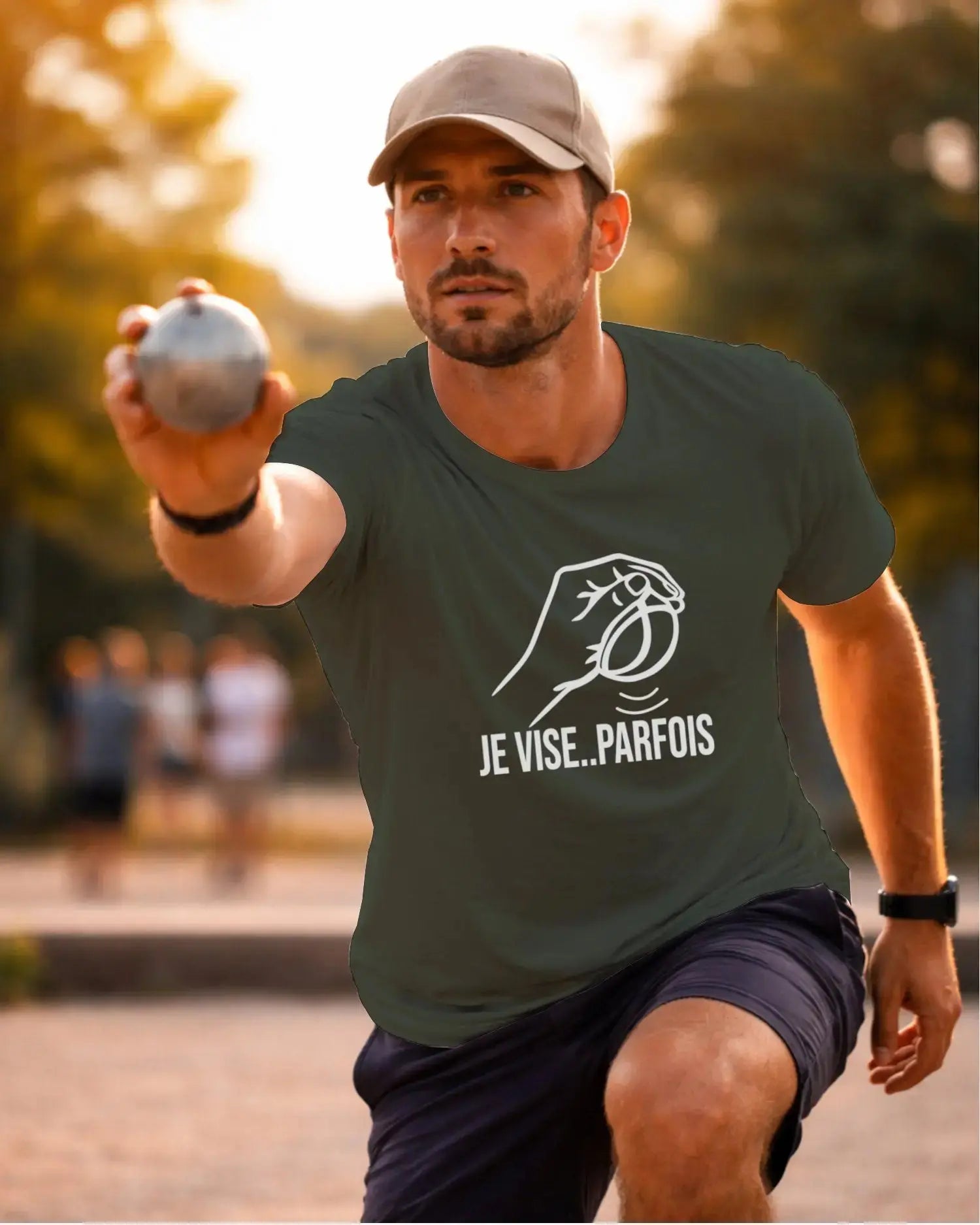 t-shirt pétanque homme JE VISE..PARFOIS kaki 
