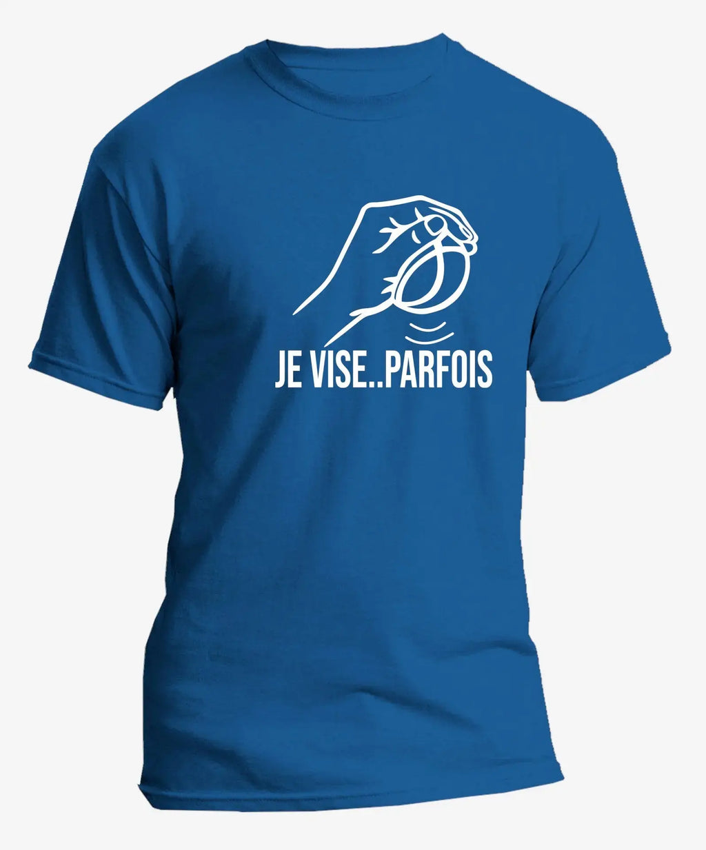 t-shirt pétanque homme JE VISE..PARFOIS vinyle blanc vue à plat