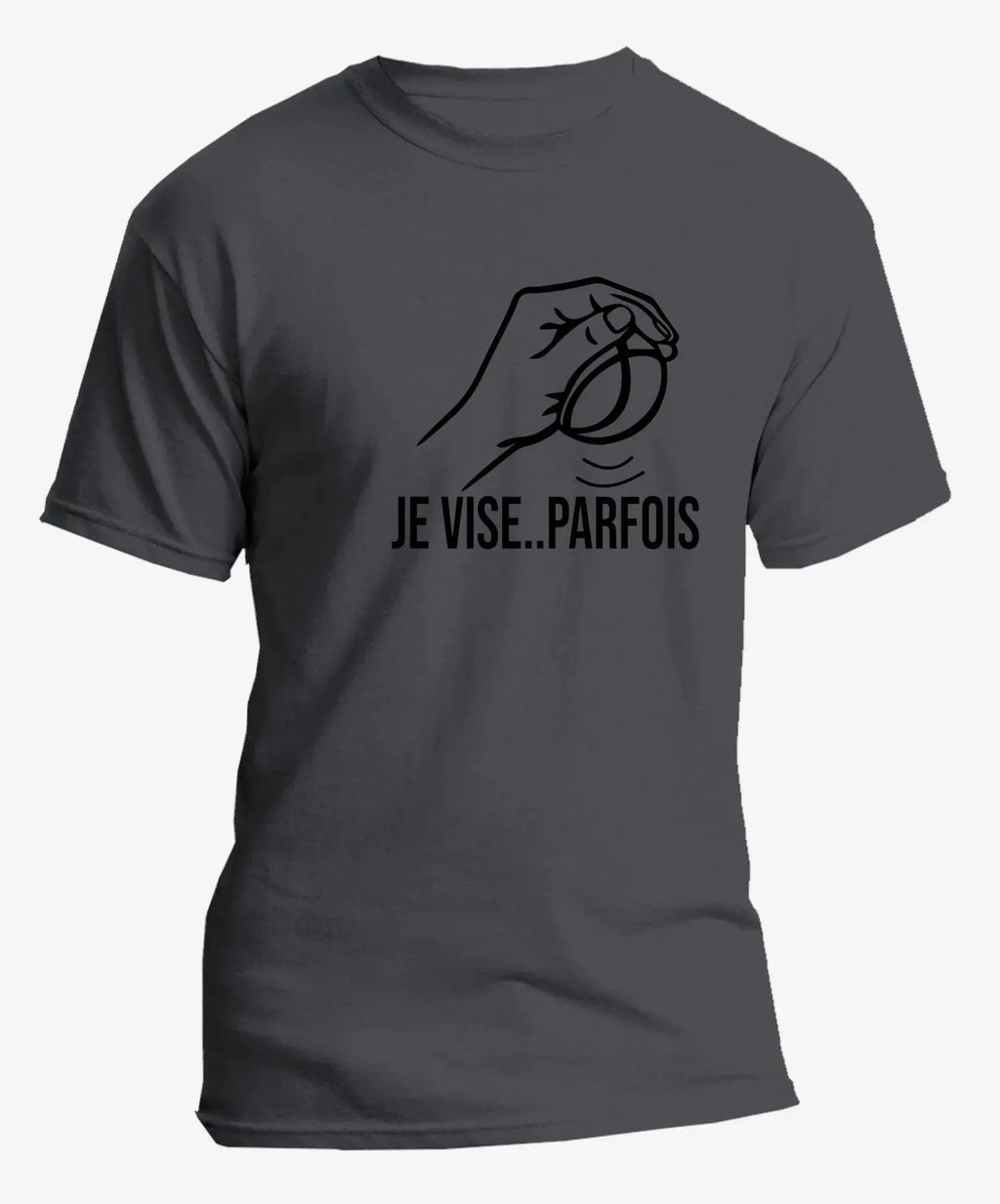 t-shirt pétanque homme JE VISE..PARFOIS vinyle noir vue à plat