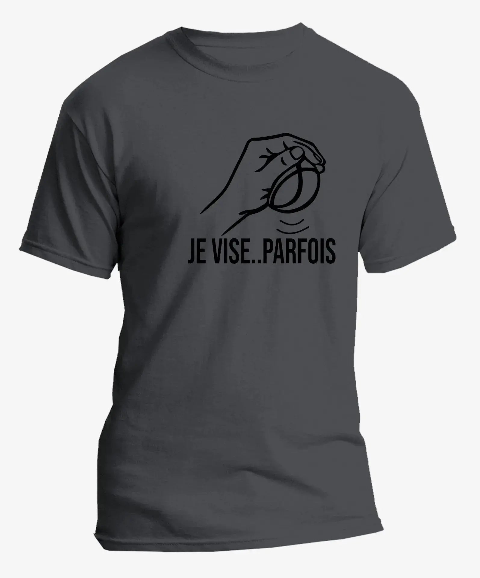 t-shirt pétanque homme JE VISE..PARFOIS vinyle noir vue à plat