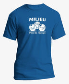 T-shirt pétanque homme milieu pilier de l'équipe vinyle blanc vue à plat