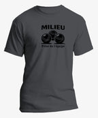 T-shirt pétanque homme milieu pilier de l'équipe vinyle noir vue à plat