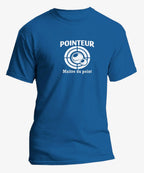 T-shirt pétanque homme pointeur maitre du pointe vinyle blanc vue à plat 