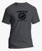 T-shirt pétanque homme pointeur maitre du point vinyle noir vue à plat 