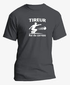t-shirt pétanque homme tireur roi du carreau vinyle blanc vue à plat